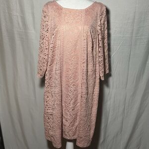 Jessica Howard 16W Blush Pink Lace Dress Plus Size Wedding Guest Party Career